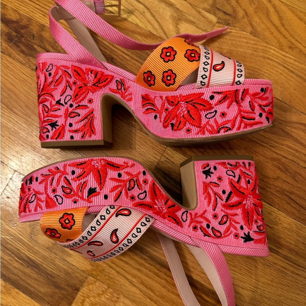 Kate Spade rio patchwork bandana heels